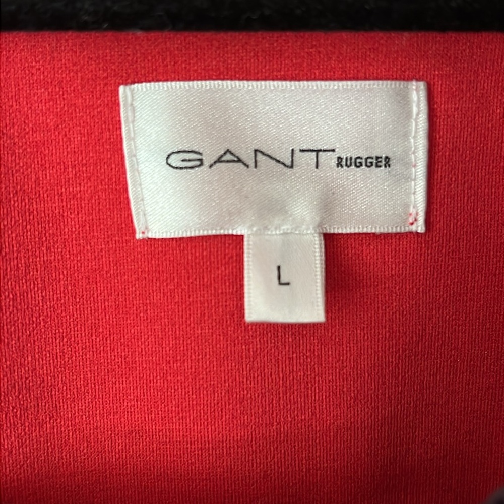 Gant Rugger Fleece Zip Up Bomber Jacket Red Blue Mens Size L - Picture 3 of 3